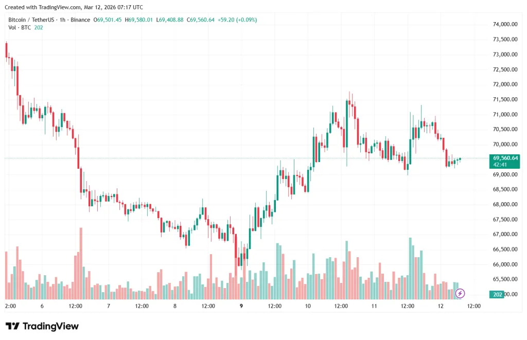 Часовой график BTC/USDT на Binance