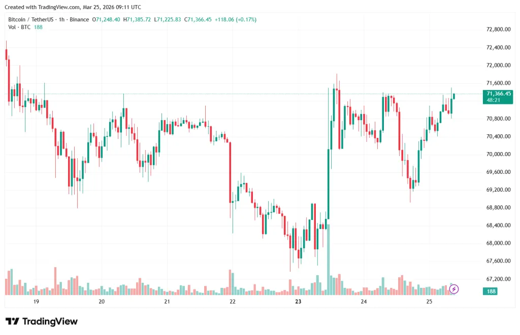 Часовой график BTC/USDT на бирже Binance