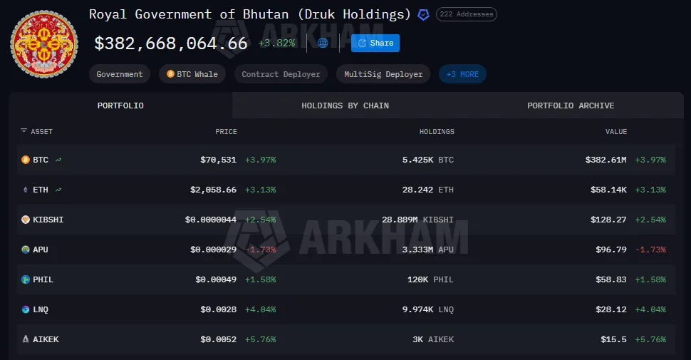 Bhutan cryptocurrency reserves