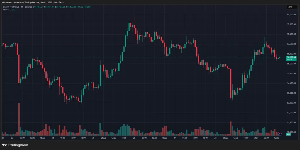 Часовой график BTC/USDT на Binance
