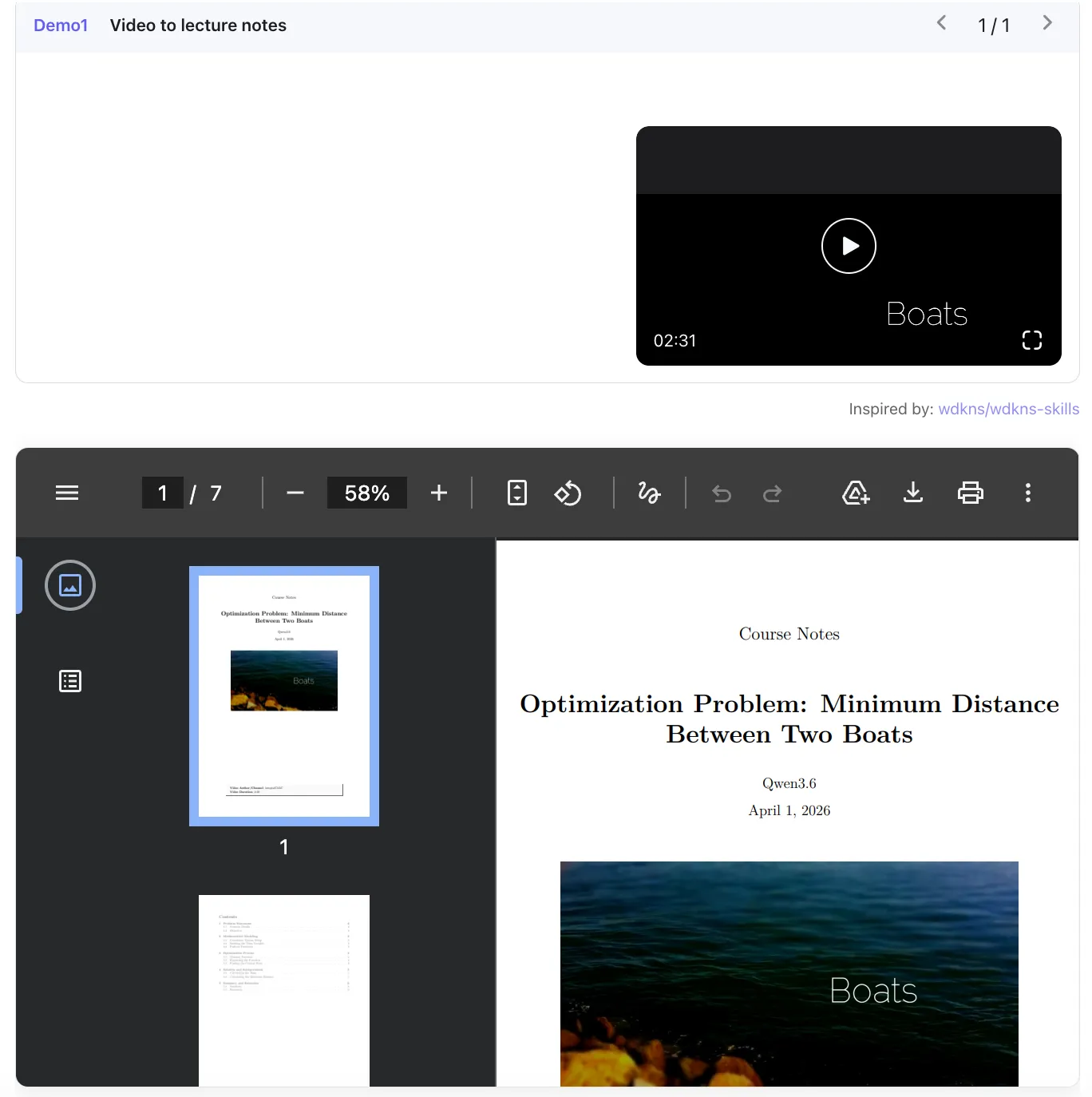 Пример работы Qwen3.6-Plus с видеолекцией